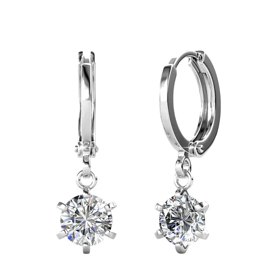 Sterling Zilver 925 Premium Oostenrijkse Kristallen Sieraden Fashion Hoop Ronde Oorbellen Voor Vrouwen Destiny Sieraden