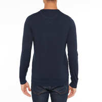 Pull-over décontracté pour homme en tricot uni, 35% viscose, 35% acrylique, 30% polyamide, col avec boutons sur la plastron centrale, fabrication italienne, offre ODM