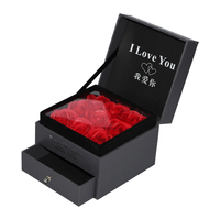 Boîte cadeau haut de gamme à double couche en papier mat UV avec logo argenté, pour fleurs, avec couvercle coulissant