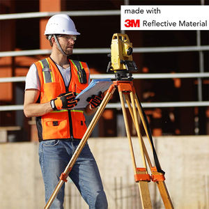 เสื้อกั๊กนิรภัยสีส้ม Hi VIS สำหรับก่อสร้างเสื้อกั๊กรักษาความปลอดภัยออกแบบได้ตามต้องการพร้อมโลโก้ที่มองเห็นได้ชัดเจนกันน้ำ - Product Image 5