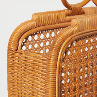 Sac à main en rotin vintage Viettime Craft, fermeture ouverte, poignées en anneau, couleur naturelle, sac de plage, tendance 2021, fait main au Vietnam pour femmes