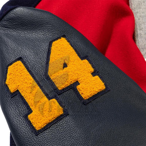 Chaqueta de bombardero de béisbol vintage personalizada para hombre Varsity Jack todos los colores OEM manga de cuero parche Chenille invierno lona Letterman - Product Image 3