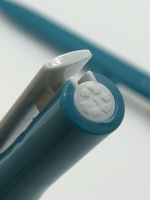 Ensemble cadeau promotionnel écologique Luma, stylo à bille transparent vert en PET recyclé, 1,0 mm, impression sérigraphique 4 couleurs