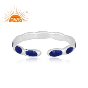 Nouvelle Bague Empilable Faite Main en Argent Sterling Fin avec Émail, Modèle 2026, pour Femme - Fabricant de Bijoux - Product Image 4
