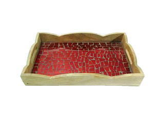 ถาดเสิร์ฟโมเสคไม้มะม่วงคุณภาพดีที่สุด ผิวธรรมชาติ ขนาด 35x23x3 ซม. สีปรับแต่งได้ สำหรับบ้าน โรงแรม ร้านอาหาร - Product Image 2