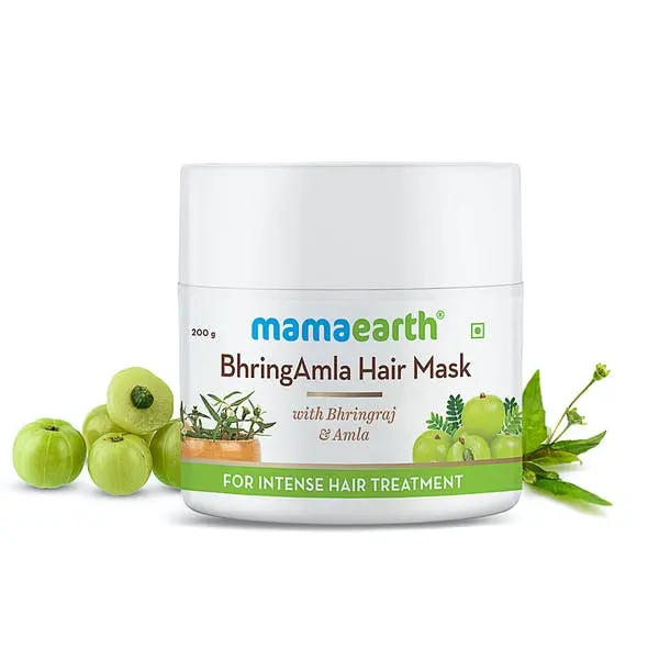 Paket Rambut MAMA EARTH BhringAmla, dengan Bhringraj & Amla untuk Perawatan Rambut Intens 200 G