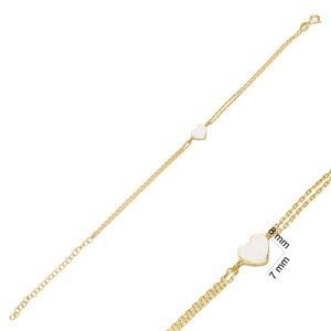 Pulsera de corazón de esmalte blanco minimalista, joyería de plata de ley 925 hecha a mano, venta al por mayor - Product Image 6