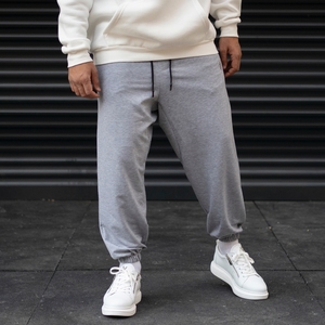 Pantalons de survêtement pour homme en coton 100% léger, coupe large, taille élastique à la cheville, tendance streetwear gris chiné, pantalon de randonnée 2023 - Product Image 4