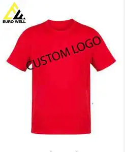 Kaus warna polos kualitas Super/kaus lengan pendek mode musim panas pria dengan logo kustom