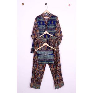 ชุดนอนผ้าไหมอินเดียทำมือนุ่มพิเศษระบายอากาศได้ดีชุดใส่ในเวลากลางคืนสำหรับผู้หญิงชุดนอนใส่สบาย - Product Image 4