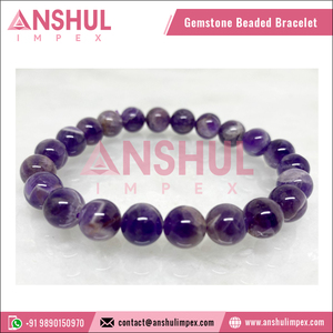 Superior Quality Unique Design Widely Selling Unisex Healing Amethyst Round <b>Gemstone</b> Beaded <b>Bracelet</b> at Low Market Price - Product Image 4