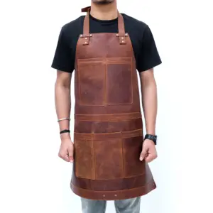 Wholesale Top Best Low Price Unisex Genuine Leather Apron With Custom Logo Printed Hot Sale Product