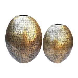 Stylish Aluminum Flower <b>Vase</b> <b>Set</b> of 2 for Home Hotel Restaurant Decorative <b>Vase</b> Gold Finishing Modern Design Metal Flower <b>Vases</b> - Product Image 1