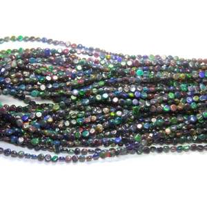 Cuentas de Ópalo Etíope Negro Natural Hechas a Mano, Forma de Moneda Lisa, 4 mm Aproximadamente, 16 Pulgadas, Calidad Superior - Product Image 3