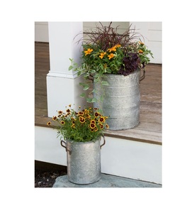 Jardinières galvanisées en fer et métal pour décor de jardin, Pots de plantes décoratives, en forme de petit cœur carré avec poignées, meilleure vente, - Product Image 4