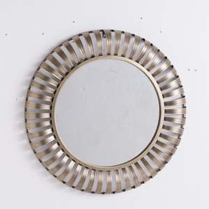 Luxury Style <b>Round</b> Wooden <b>Mirror</b> for Living Room Reclaimed Wood Decorative <b>Bathroom</b> Vanity Dark Color Wall <b>Mirror</b> in Low Price - Product Image 2