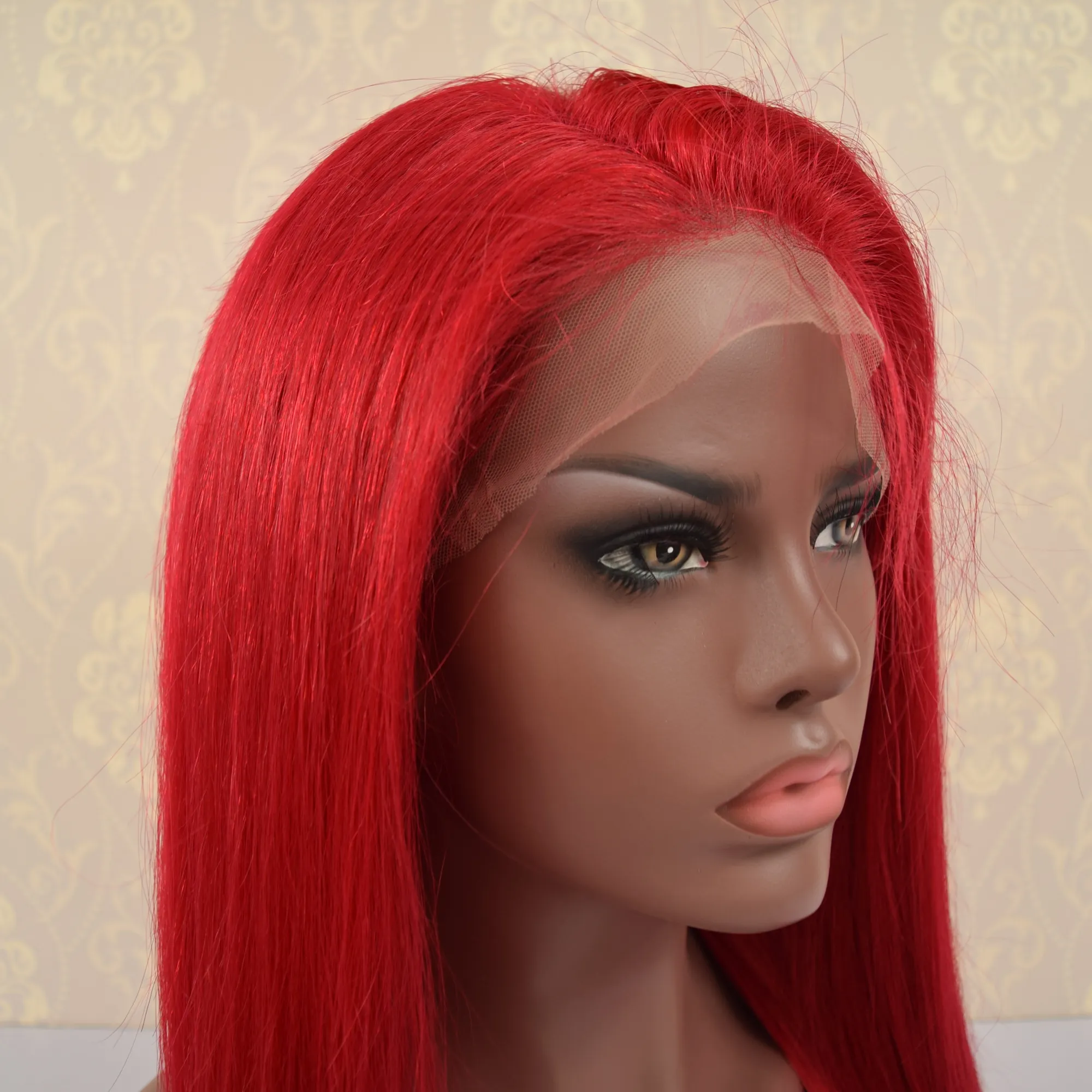 Nhà Phân Phối Bán Buôn Cơ Hội Màu Đỏ Tóc Con Người Full Lace Wig, Giá Bán Buôn Brazil Human Hair Lace Front Wig