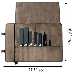 Professionnel grand couteau en cuir rouleau sac à dos anti-rayures voyage Chef couteau outil sac de rangement PU toile personnalisable chasseur - Product Image 6