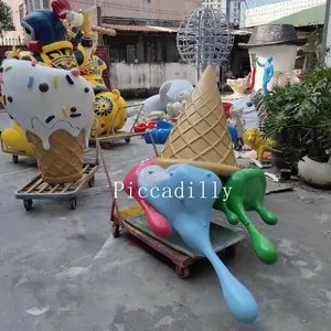 Scultura gigante del gelato della vetroresina della decorazione del centro commerciale di alta qualità della decorazione del negozio di tè al latte