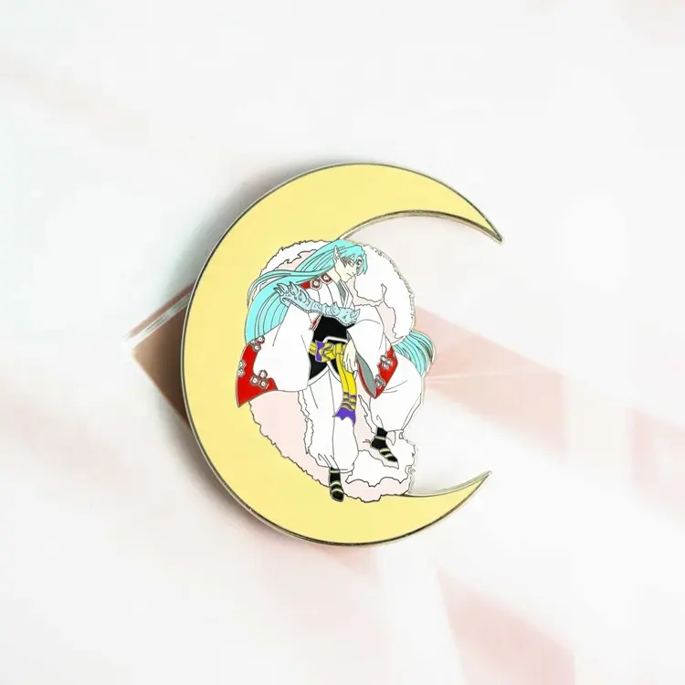 Vast Gifts Großhandel Herstellung Mond Inuyasha Anime Design Benutzer definierte Hartem ail Abzeichen Metall Revers Emaille Pin