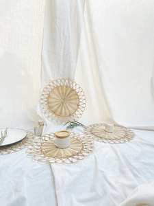 Flower <b>Round</b> Rattan <b>Placemat</b>, Handwoven Natural <b>Placemat</b> - Product Image 6