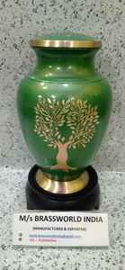 BRASS GREEN ARIA TREE CREMATION URN <b>FUNERAL</b> <b>SUPPLIES</b> - Product Image 5