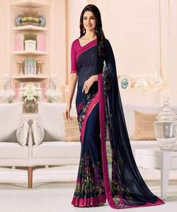 Saree de travail de séquence de broderie georgette de créateur avec chemisier non cousu vêtements de mariage prix de gros vêtement ethnique surat - Product Image 5