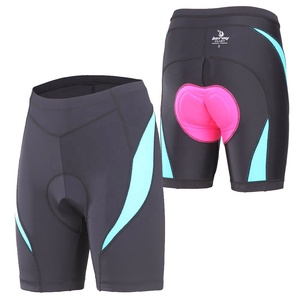 Pantalones Cortos de Ciclismo para Mujer, Cintura Media, Negros con Paneles Azul Claro, Poliéster, Impermeables, Secado Rápido, Corte Regular, Cintura Elástica, Cierre de Cremallera - Product Image 3