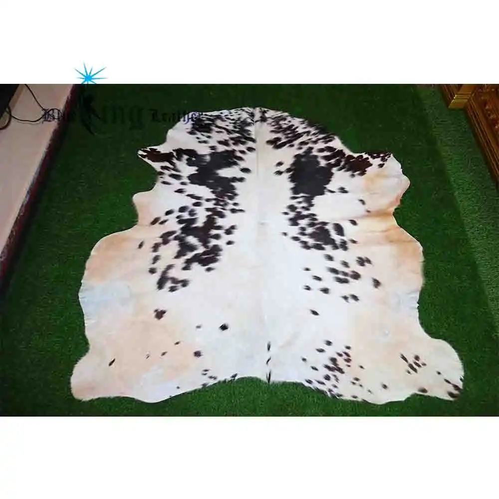 Hair on genuine cowhide with Laser Design leather for upholstery handicraft rug