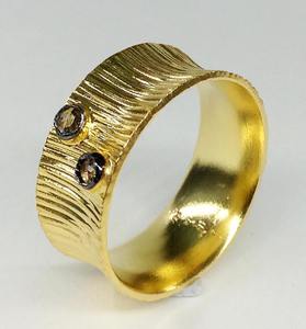 Designer Sterling Silver 925 <b>Gold</b> Plated Oxidized Handcrafted Lining Texture Flat Cut Rose Cut Old Cut Diamond Unique <b>Ring</b> - Product Image 3