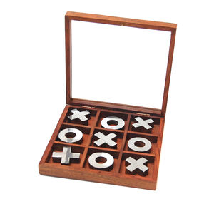 ไม้สีดำยืน Tic Tac Toe เกมการศึกษาสำหรับเด็กและผู้ใหญ่ตารางตกแต่งไม้ชนบทเกมปริศนาสำหรับขาย - Product Image 2