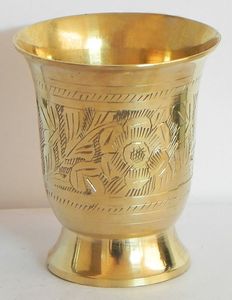 Antique Selling Brass <b>Water</b> <b>Glass</b> Drinking Tumbler with Embossed Design for Drinking Serving <b>Water</b> Ayurved Handmade Kitchen Ware - Product Image 4