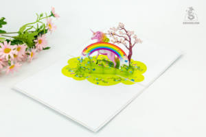 การ์ดอวยพรแบบป๊อปอัพลายยูนิคอร์นสวยงามงานฝีมือที่น่ารักสำหรับเด็กผู้หญิงของที่ระลึกจากกระดาษและของขวัญวันเกิดสไตล์ความรัก - Product Image 5
