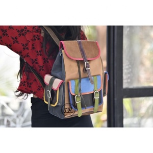 LW Mujer 2023 Estilo bohemio Color caramelo Mochila de cuero puro Resistente al agua Moda de tendencia con característica nacional - Product Image 2