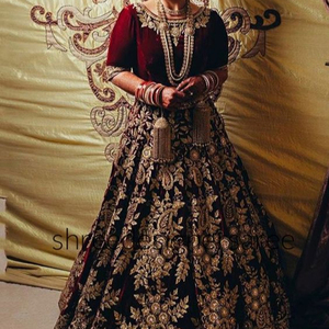 ชุดเดรสผ้าไหมและ lehenga สำหรับเจ้าสาว2021สวยพร้อมคริสตัล dabka zari และลูกปัดแก้วสำหรับงานแต่งงาน - Product Image 1