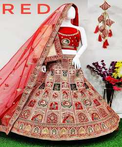 Lehenga Choli Dupatta en Coton Soie Georgette Brodé de Paillettes, Vêtement Ethnique de Mariage Lavable - Prix de Gros - Product Image 2