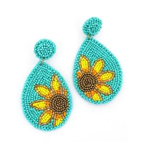 Pendientes bordados con cuentas de semillas para mujer y niña, joyería hecha a mano, multicolor - Product Image 1