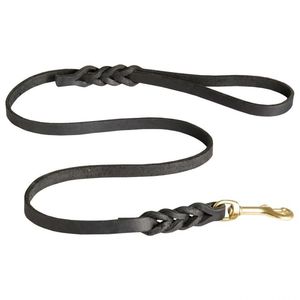 Luxury Braided <b>Leather</b> <b>Dog</b> Leash Brass Hook Durable Custom Color Personalized Features Ribbons <b>for</b> Pet Collars <b>Harness</b> - Product Image 5