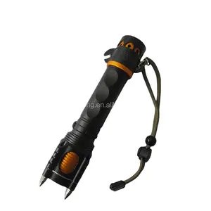 自卫武器充电发光二极管T6 10w手电筒，带报警灯和不锈钢锤