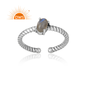 Prong <b>Set</b> Natural Labradorite Gemstone <b>Ring</b> Oxidized <b>Silver</b> <b>Ring</b> Jewelry Wholesaler 925 Sterling <b>Silver</b> Stackable <b>Ring</b> Jewelry - Product Image 2