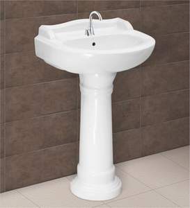 Patrón de flores forma cuadrada Cerámica Sanitarios Lavabo sobrio con pedestal 575x425mm para la escuela. - Product Image 4