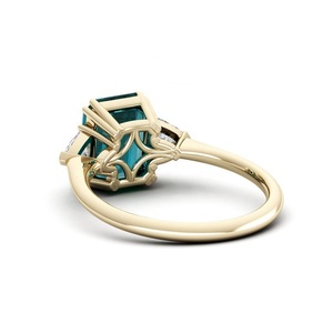 925 argent Sterling plaqué rhodium émeraude coupe Londres bleu topaze bague de fiançailles pour les femmes bijoux de fête - Product Image 2