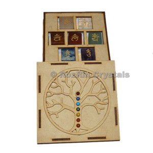 Chakra <b>Tree</b> Of Life Sanskrit Symbol Square Stone Gift Box for Sale | Chakra <b>Tree</b> Of Life Sanskrit Symbol Square Stone Gift Box - Product Image 1
