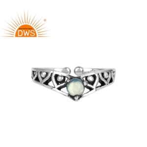 Vintage Style Natural Ethiopian <b>Opal</b> Gemstone Girl's Wedding <b>Ring</b> 925 Sterling <b>Silver</b> Oxidized Stackable - Product Image 1