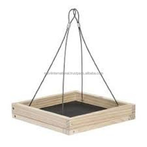Support de mangeoire à oiseaux suspendu en fer métallique enduit de poudre mate noire pour jardin et hall - Product Image 3