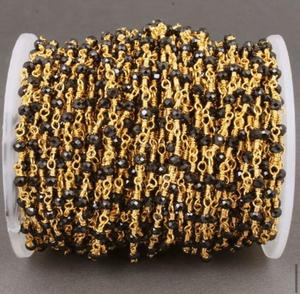 ลูกปัดสปิเนลสีดำขนาด 3.3 มม. 5 มม. แบบพันด้วยลวด สร้อยคอ สร้อยข้อมือสแตนเลสชุบทอง สำหรับทำเครื่องประดับ DIY ลูกปัดอัญมณีสำหรับทำสายประคำ - Product Image 1