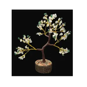 Kristal & Groene Jade Crystal Chip Tree Reiki Steen Decor Kunstmatige Levensboom Natuursteen 7 Chakra Crystal Chip Geschenken Lucky