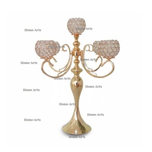 Ensemble de 3 chandeliers en aluminium couleur or, design attrayant, différentes tailles, pour la décoration de table. - Product Image 5