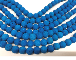 Cuentas sueltas de lava teñidas azul oscuro - Product Image 1