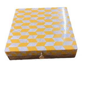 Yellow and <b>Grey</b> Resin Simple Design Jewelry <b>Box</b> Plastic Jewelry Boxes for Decorative and Interior Design in India - Product Image 1